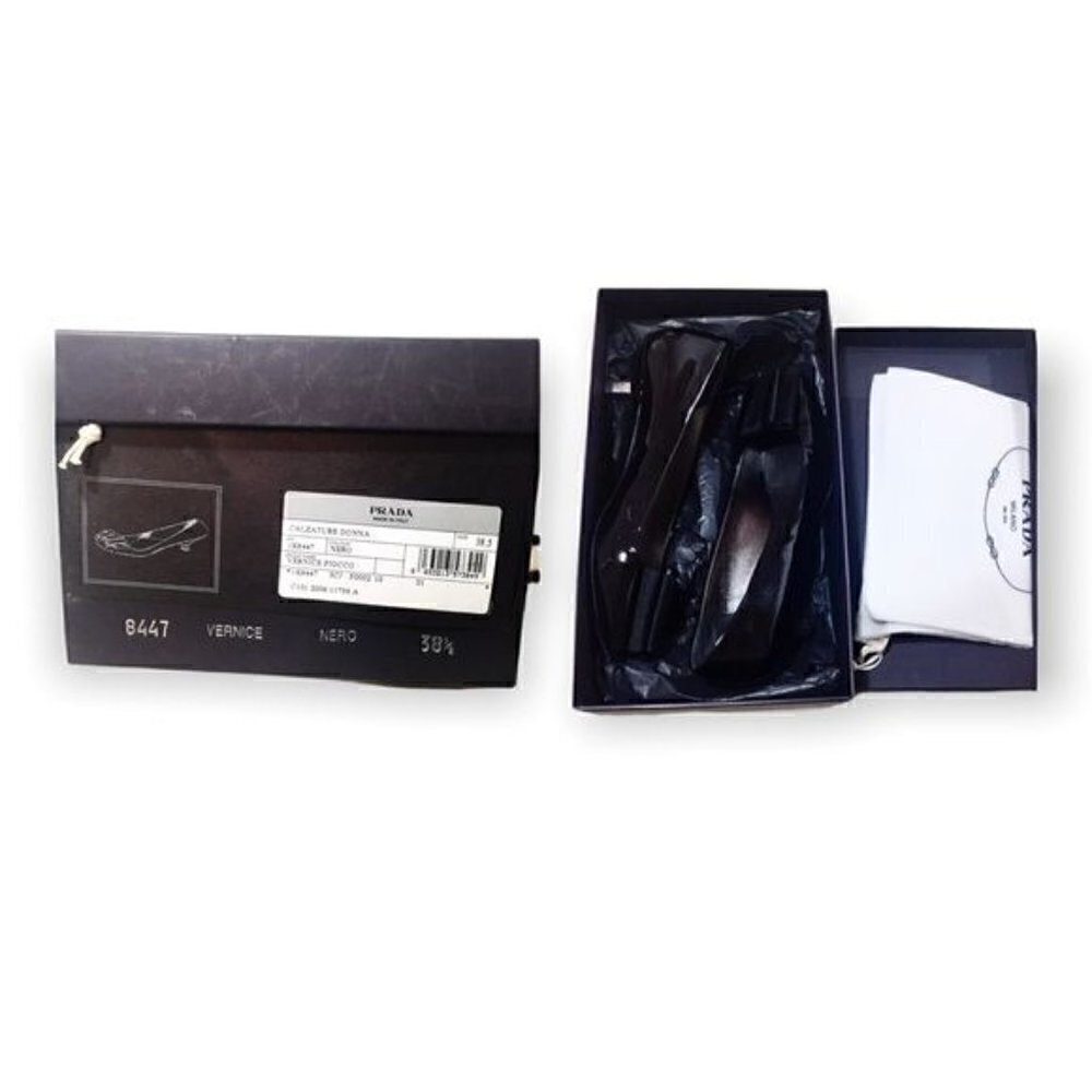 Prada patent leather pump with grosgrain bows Size 38.5 EU, in  Original Box - Picture 2 of 12